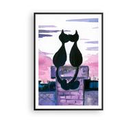 Affiche Poster 70x100cm Tableaux Image Photo Chats toit amour animal Wall Art