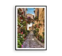 Affiche Poster 70x100cm Tableaux Image Photo Chemin fleurs maison cour Wall Art
