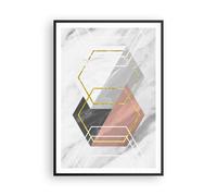 Affiche Poster 70x100cm Tableaux Image Photo Chiffres blanc doré Wall Art