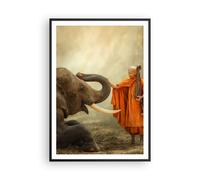 Affiche Poster 70x100cm Tableaux Image Photo éléphant moine défense Wall Art