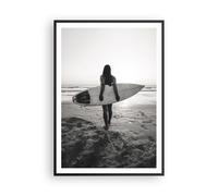 Affiche Poster 70x100cm Tableaux Image Photo Femme Plage Surf Wall Art