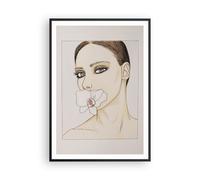 Affiche Poster 70x100cm Tableaux Image Photo Femme Silence Fleur Wall Art