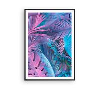Affiche Poster 70x100cm Tableaux Image Photo Feuilles Rose Bleu Wall Art