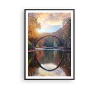 Affiche Poster 70x100cm Tableaux Image Photo Jardin Rhododendrons Pont Wall Art