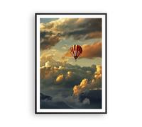 Affiche Poster 70x100cm Tableaux Image Photo nuages ballon vol Wall Art