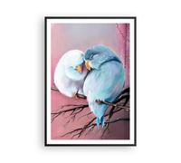Affiche Poster 70x100cm Tableaux Image Photo Oiseaux Bleu Branche Wall Art