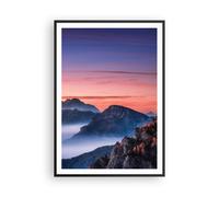 Affiche Poster 70x100cm Tableaux Image Photo Ouest Le Soleil Montagnes Wall Art