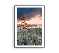 Affiche Poster 70x100cm Tableaux Image Photo Plage Herbe Horizon Wall Art