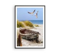 Affiche Poster 70x100cm Tableaux Image Photo Plage Mouettes Łódź Wall Art