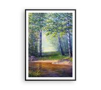 Affiche Poster 70x100cm Tableaux Image Photo prairie eau arbre Wall Art