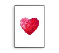 Affiche Poster 70x100cm Tableaux Image Photo Rouge Coeur Aquarelle Wall Art