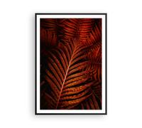 Affiche Poster 70x100cm Tableaux Image Photo Rouge Feuilles Palmiers Wall Art