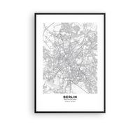 Affiche Poster 70x100cm Tableaux Image Photo Ville Carte Berlin Wall Art