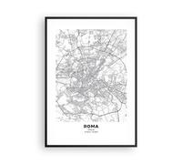Affiche Poster 70x100cm Tableaux Image Photo Ville Carte Rome Wall Art