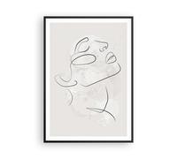 Affiche Poster 70x100cm Tableaux Image Photo Visage Ligne Esquisse Wall Art