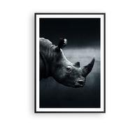 Affiche Poster 70x100cm Tableaux Image Rhinocéros Noir Et Blanc Portrait Art