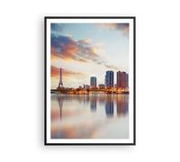 Affiche Poster 70x100cm Tableaux Image Rivière Gratte-ciel Vue Eiffle Wall Art