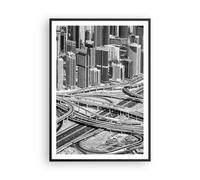 Affiche Poster 70x100cm Tableaux Image Ville Gratte-ciel Autoroute Wall Art