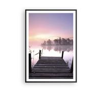 Affiche Poster 70x100cm Tableaux Matinée lever de soleil brouillard lac Art