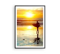 Affiche Poster 70x100cm Tableaux Surfeur Coucher de soleil Océan planche Art