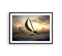Affiche Poster 70x50cm Tableaux Image bateau coucher du soleil le soleil Paysage