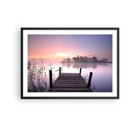 Affiche Poster 70x50cm Tableaux Image Matinée lever de soleil brouillard lac Art