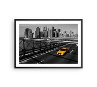Affiche Poster 70x50cm Tableaux Image New York Manhattan pont de Brooklyn taxi