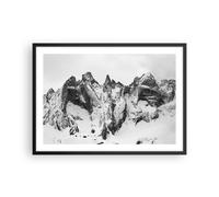 Affiche Poster 70x50cm Tableaux Image Photo Alpes Neige Monochrome Wall Art