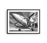 Affiche Poster 70x50cm Tableaux Image Photo Avion Rétro Aéronefs Wall Art
