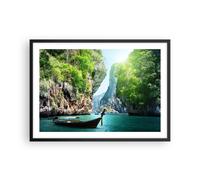 Affiche Poster 70x50cm Tableaux Image Photo Bateau falaises nature rochers Art