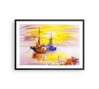 Affiche Poster 70x50cm Tableaux Image Photo Bateaux soleil mer voyage Wall Art