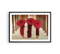 Affiche Poster 70x50cm Tableaux Image Photo Bhoutan Parapluie Rouge Wall Art