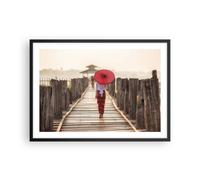 Affiche Poster 70x50cm Tableaux Image Photo Birmanie Parapluie Pont Wall Art