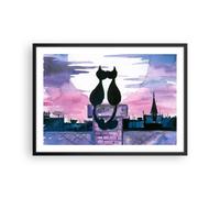Affiche Poster 70x50cm Tableaux Image Photo Chats toit amour animal Wall Art