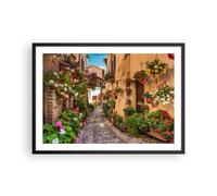Affiche Poster 70x50cm Tableaux Image Photo Chemin fleurs maison cour Wall Art