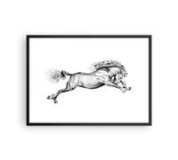 Affiche Poster 70x50cm Tableaux Image Photo Cheval Dessin Crayon Wall Art