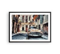 Affiche Poster 70x50cm Tableaux Image Photo Cubain Voiture Immeubles Wall Art
