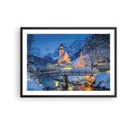 Affiche Poster 70x50cm Tableaux Image Photo De fête Église Neige Wall Art