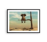 Affiche Poster 70x50cm Tableaux Image Photo Éléphant S'asseyant Branche Wall Art