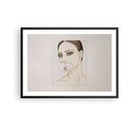 Affiche Poster 70x50cm Tableaux Image Photo Femme Silence Fleur Wall Art