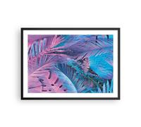 Affiche Poster 70x50cm Tableaux Image Photo Feuilles Rose Bleu Wall Art