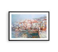 Affiche Poster 70x50cm Tableaux Image Photo Île Bateaux Port Wall Art
