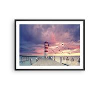 Affiche Poster 70x50cm Tableaux Image Photo Lanterne Mer Côte Wall Art