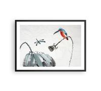 Affiche Poster 70x50cm Tableaux Image Photo Libellule Oiseau Fleur Wall Art