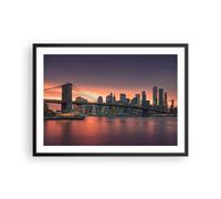 Affiche Poster 70x50cm Tableaux Image Photo Nouveau york pont nuit Wall Art