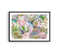 Affiche Poster 70x50cm Tableaux Image Photo oiseau papillon fleur Wall Art