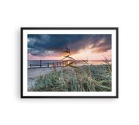 Affiche Poster 70x50cm Tableaux Image Photo Plage Herbe Horizon Wall Art