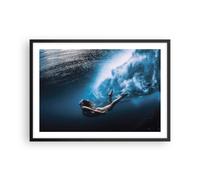 Affiche Poster 70x50cm Tableaux Image Photo Plongée Femme Vagues Wall Art