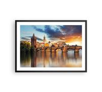Affiche Poster 70x50cm Tableaux Image Photo Prague pont histoire rivière Art