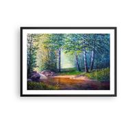 Affiche Poster 70x50cm Tableaux Image Photo prairie eau arbre Wall Art